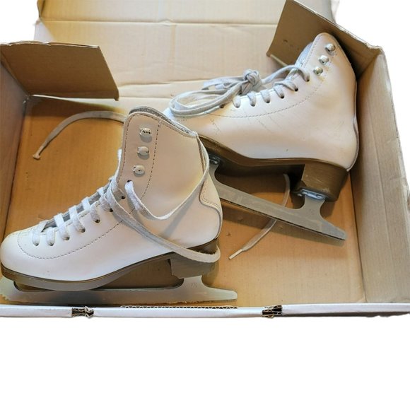 Glacier 420 Figure Skates Ice Skating White Leather Size 13 Girls GG946 - Picture 2 of 6